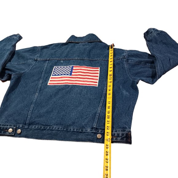 Vintage 90's  Eagles Ridge Jean Jacket American Flag Men's Large Denim c… - Picture 7 of 7